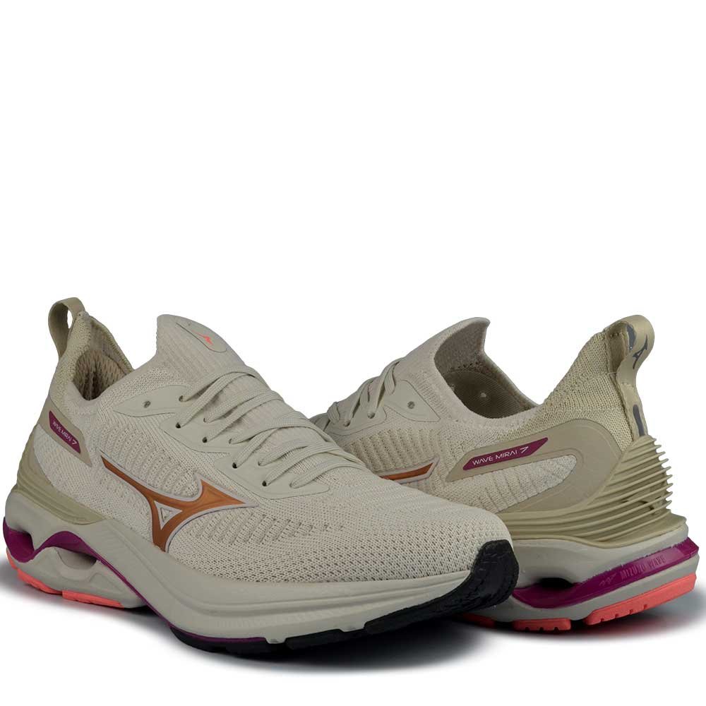 Tênis Esportivo Mizuno Feminino Mirai 7 10101202 Bege 6