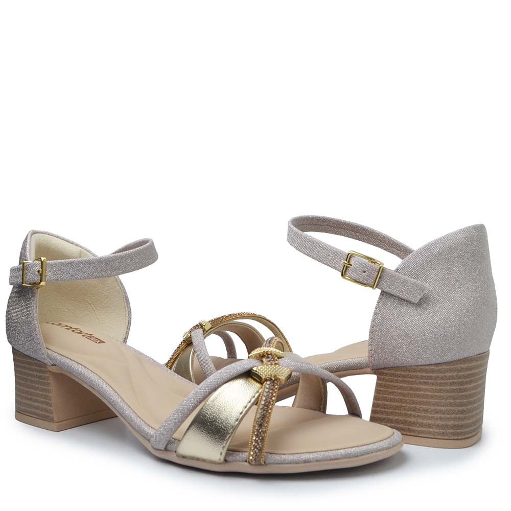 Sandália Comfortflex Salto Bloco Feminina 2556408 Bege 6