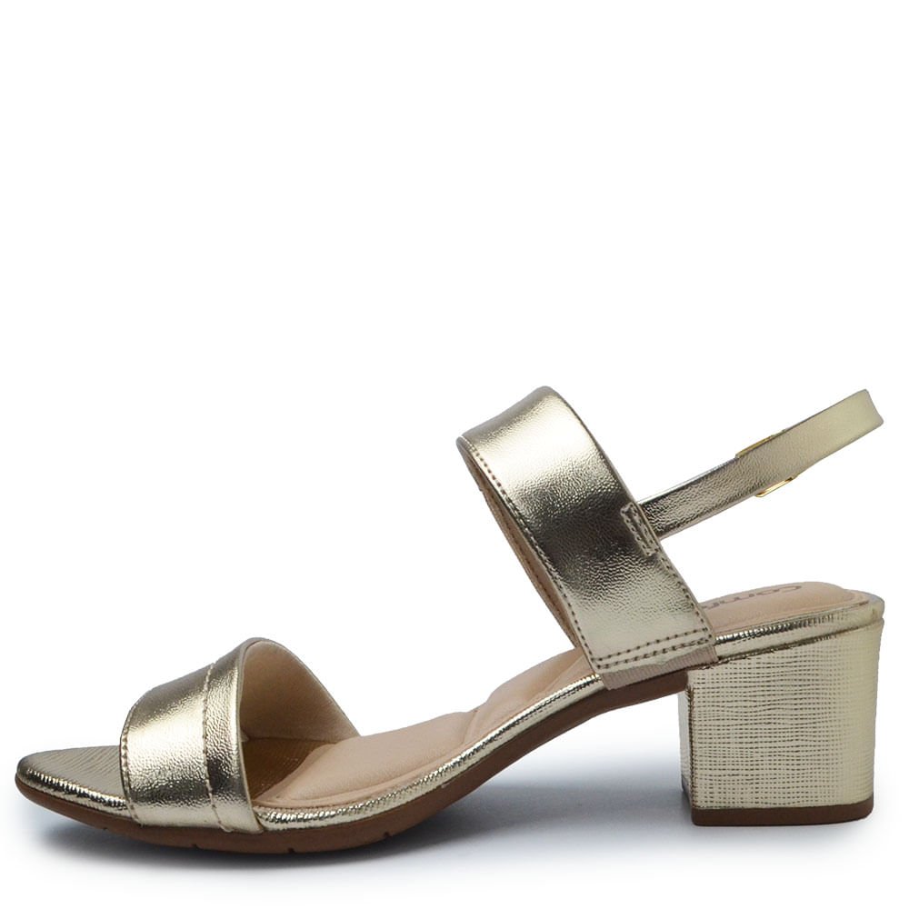 Sandália Comfortflex Salto Bloco Feminina 2562402 Dourado 3