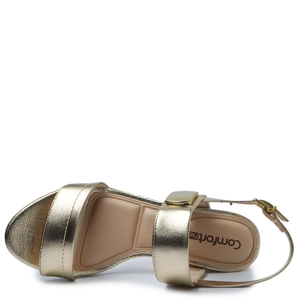 Sandália Comfortflex Salto Bloco Feminina 2562402 Dourado 4