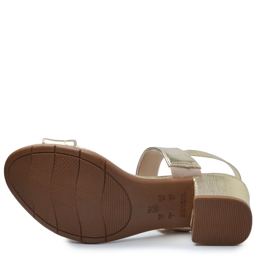 Sandália Comfortflex Salto Bloco Feminina 2562402 Dourado 5