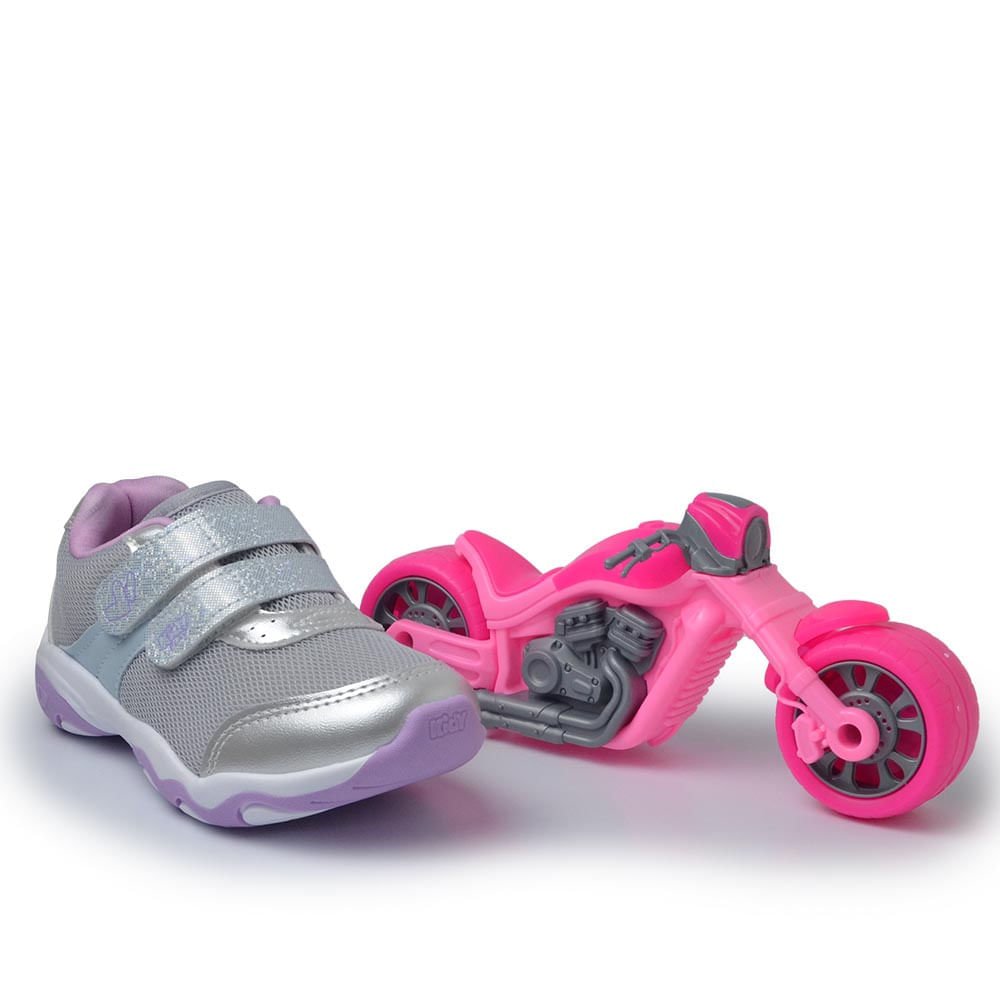 Kit Tênis Infantil Kidy Feminino Play 007-1818 Prata 2