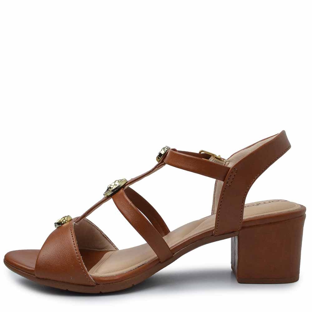 Sandália Comfortflex Salto Bloco Feminina 2562403 Ocre 3