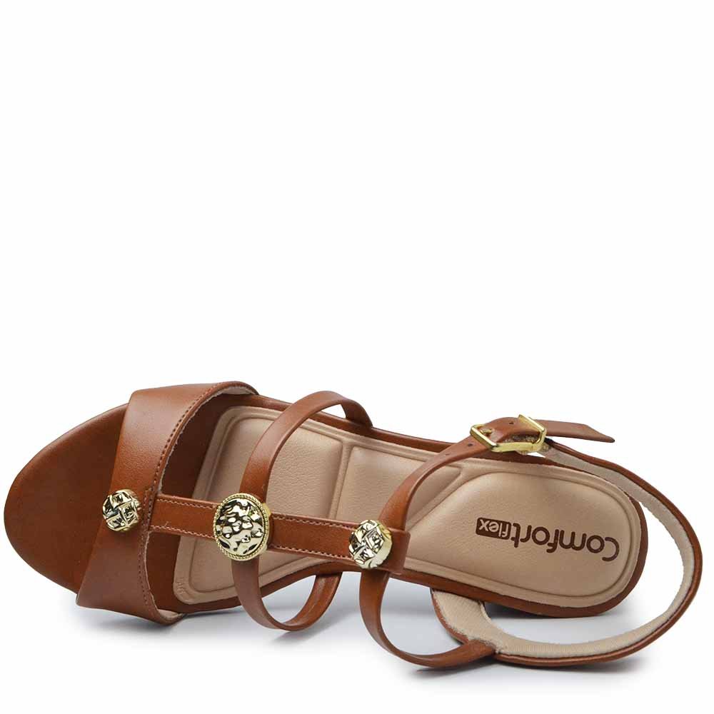 Sandália Comfortflex Salto Bloco Feminina 2562403 Ocre 4