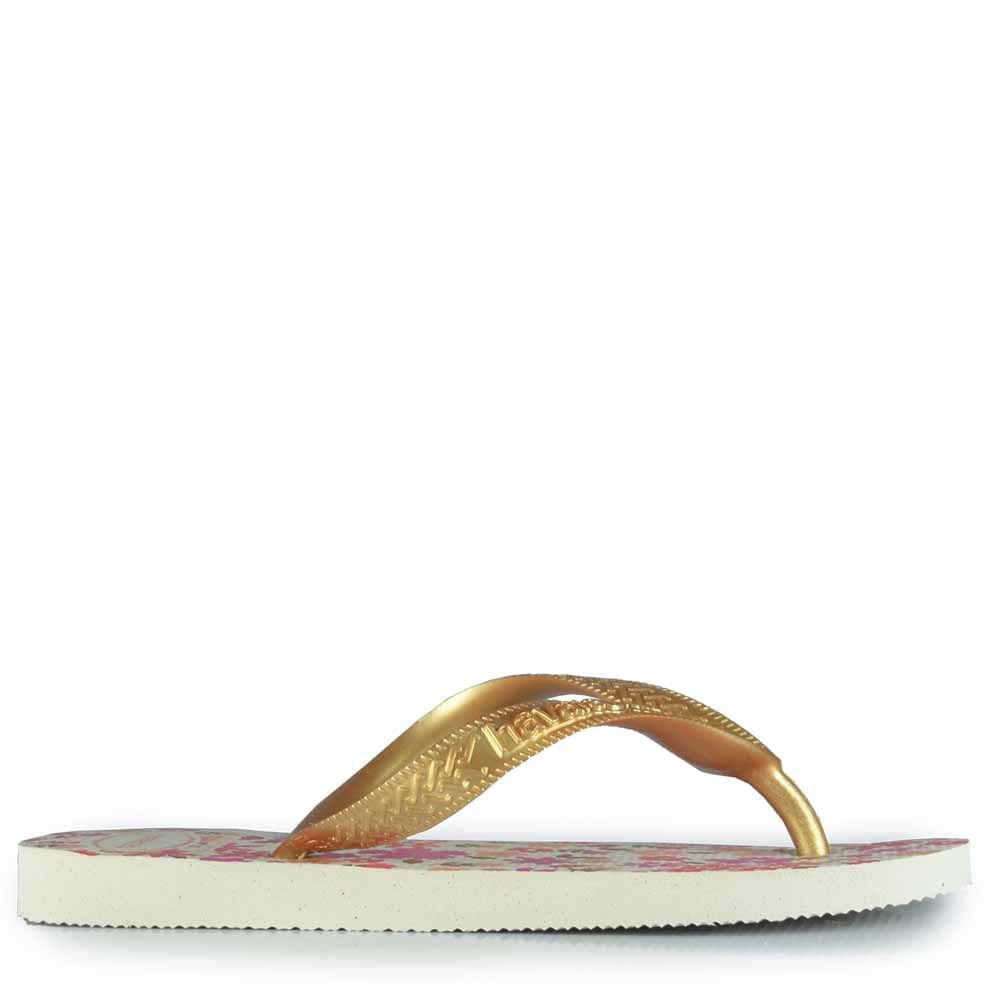 Chinelo Infantil Havaianas Feminino 25/26 Flores Bege 2