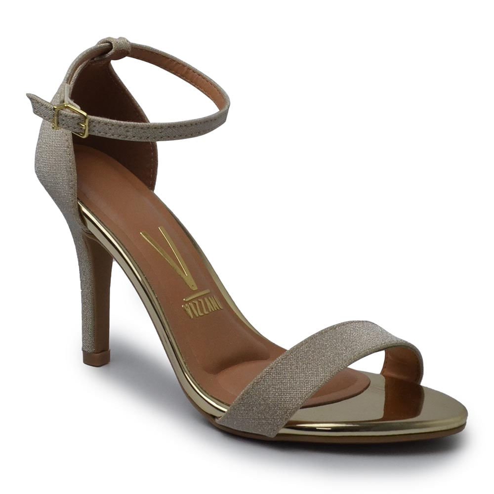 Sandália Vizzano Feminina Salto Fino 6249.452 GLITER Dourado 2