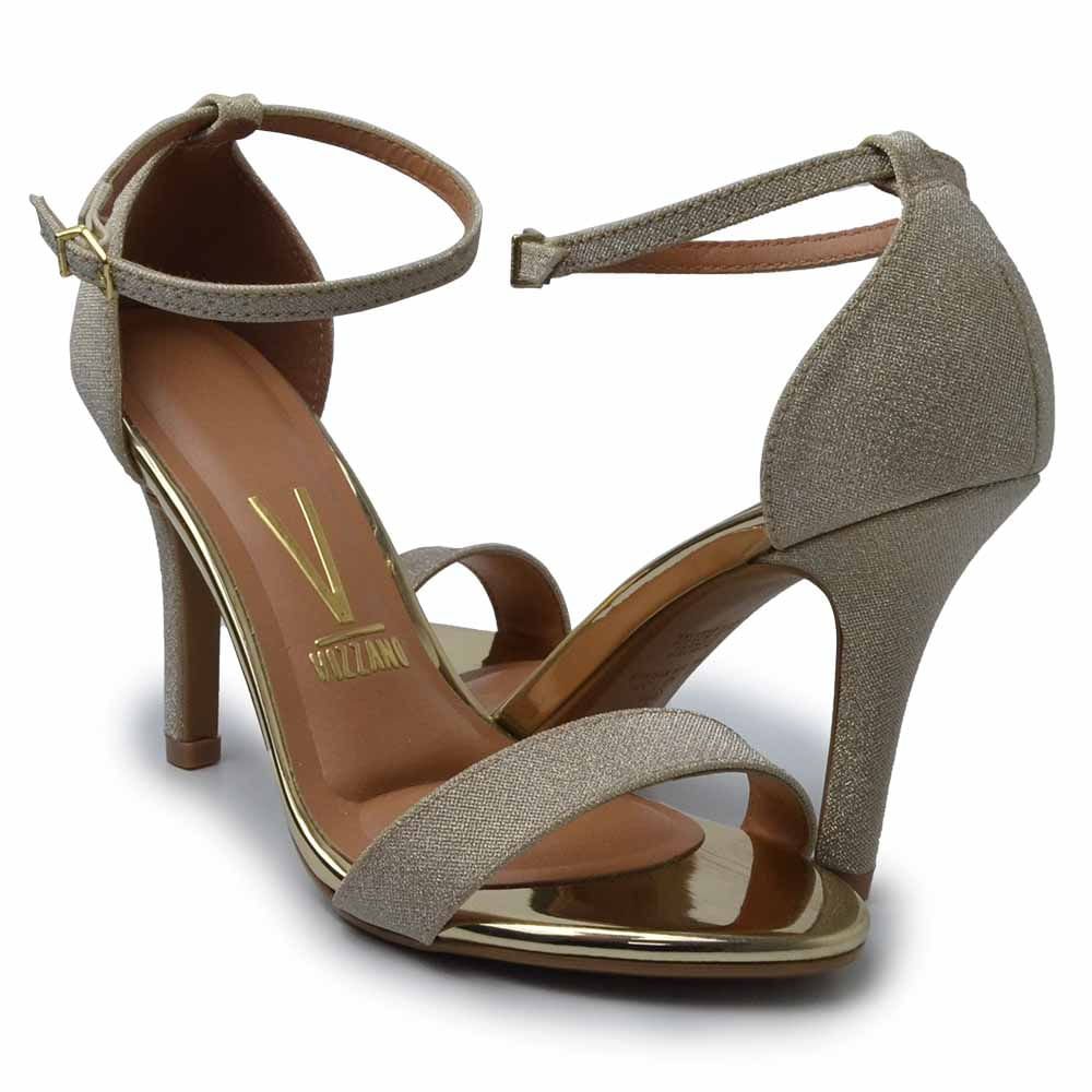 Sandália Vizzano Feminina Salto Fino 6249.452 GLITER Dourado 6