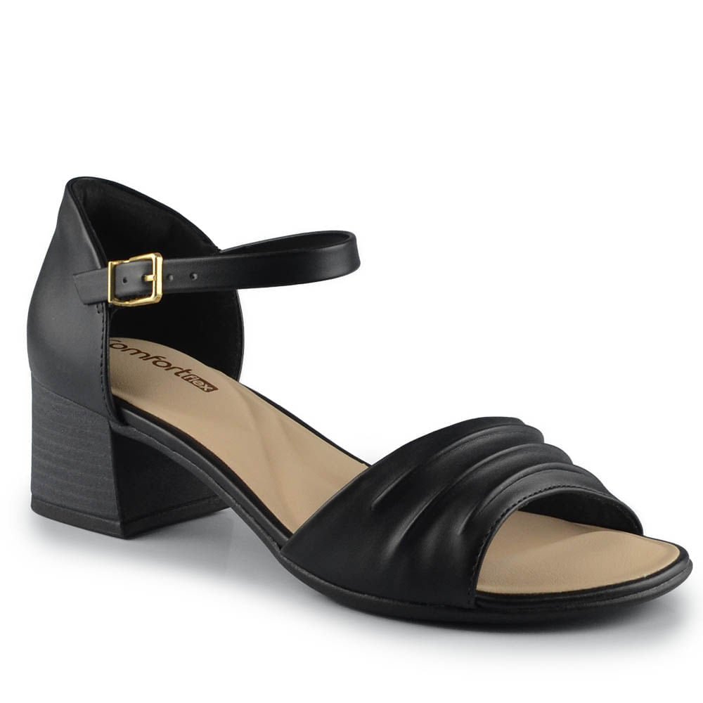 Sandália Comfortflex Feminina Salto Médio 2556304 Preto 2