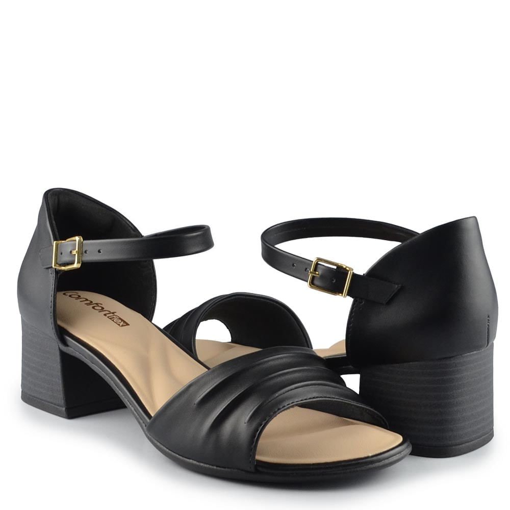 Sandália Comfortflex Feminina Salto Médio 2556304 Preto 6