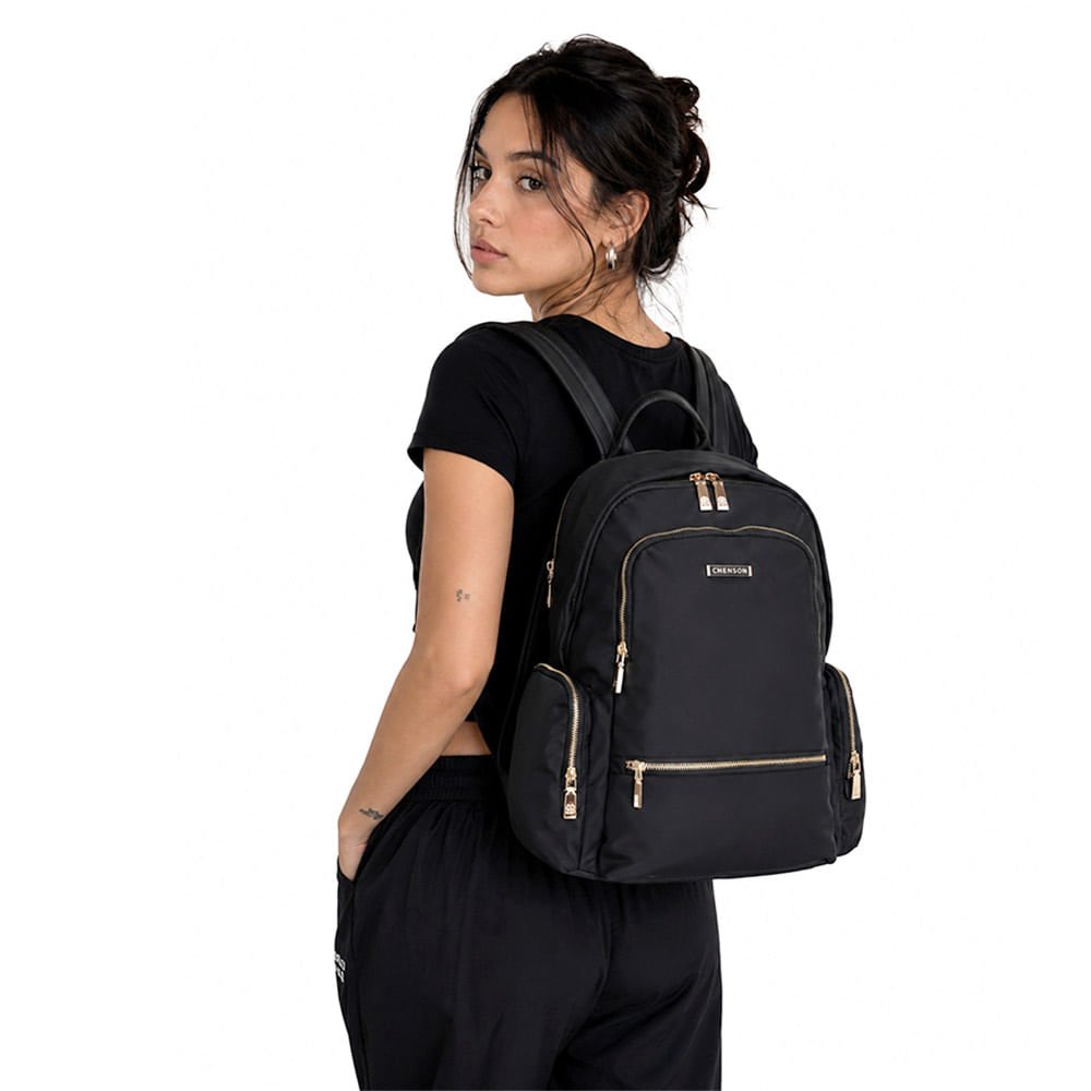Mochila Chenson Feminina Twill Nylon CG84937 Preto 2