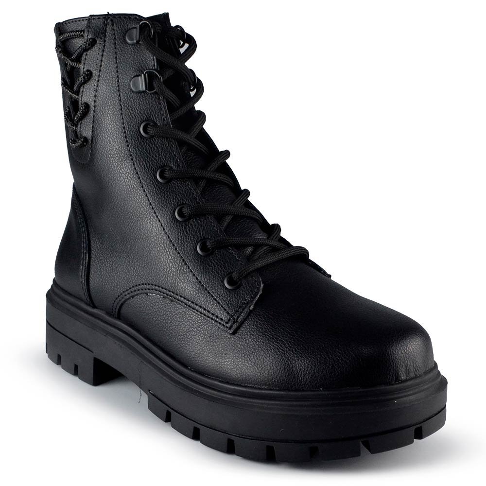 Coturno Cano Médio Via Marte Feminino Tratorado 025-009-01 Preto 2