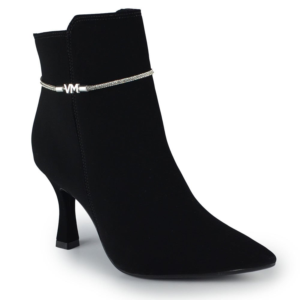Bota Cano Baixo Via Marte Feminina Salto Alto Fino 094-003-01 Preto 2