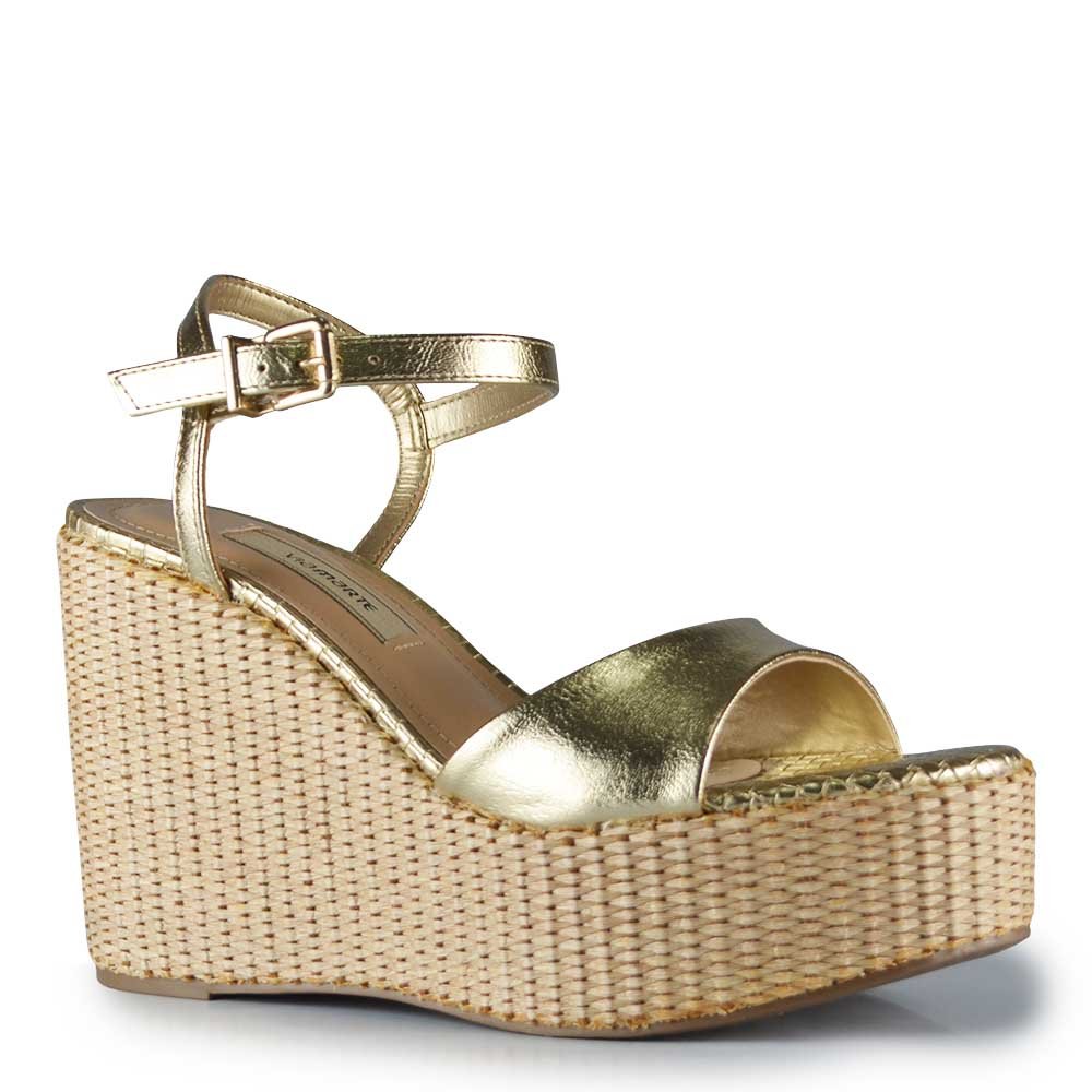 Sandália Anabela Via Marte Feminina 404-006-01 Dourado 2