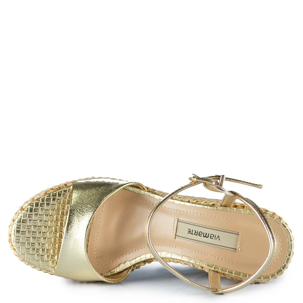 Sandália Anabela Via Marte Feminina 404-006-01 Dourado 4
