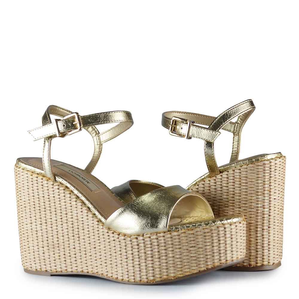 Sandália Anabela Via Marte Feminina 404-006-01 Dourado 6