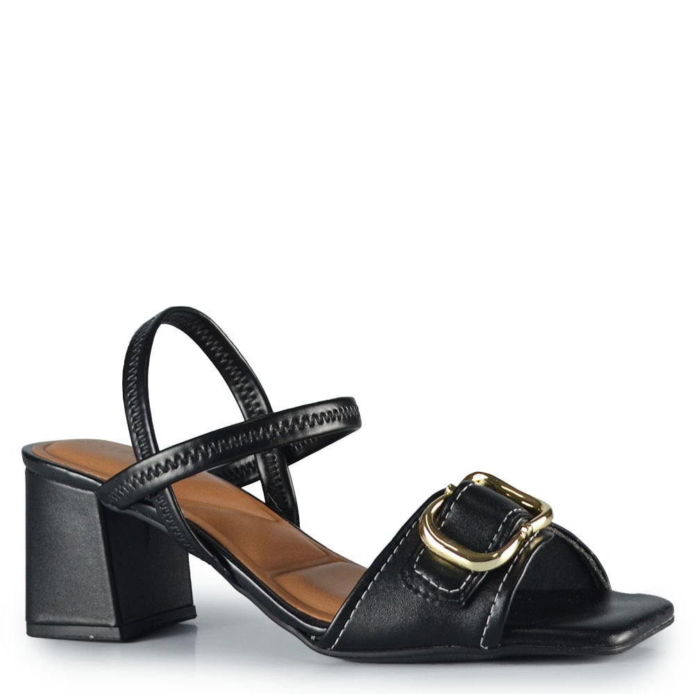 Sandália Salto Bloco Comfortflex Feminina 2638404 Preto 2