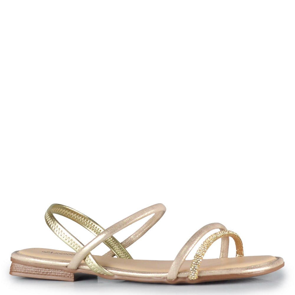 Sandália Rasteira Mississipi Feminina J2781 Dourado 2