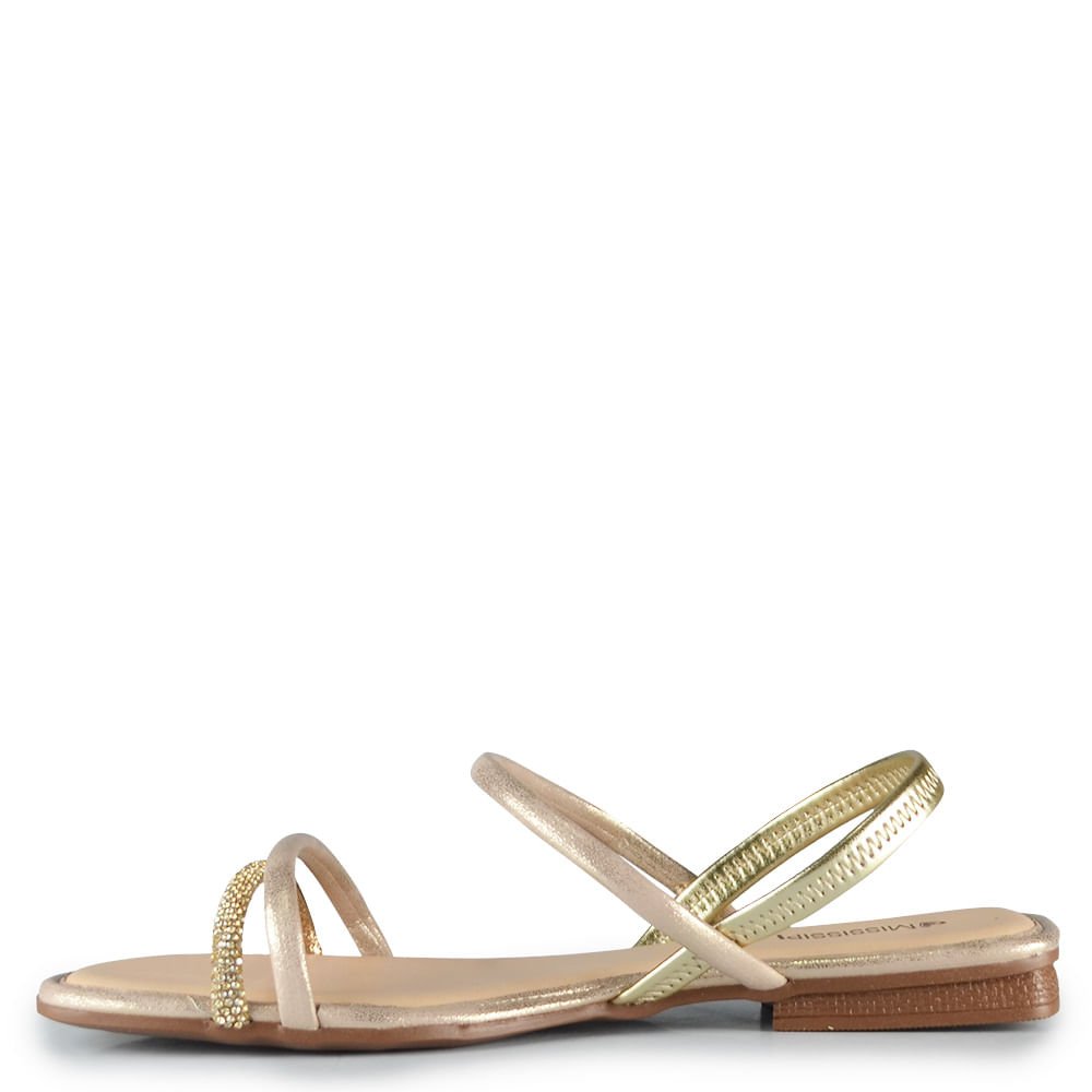 Sandália Rasteira Mississipi Feminina J2781 Dourado 3