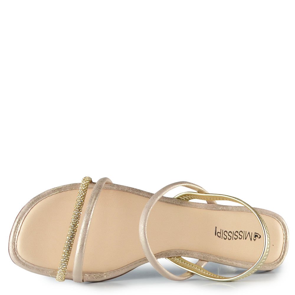 Sandália Rasteira Mississipi Feminina J2781 Dourado 4