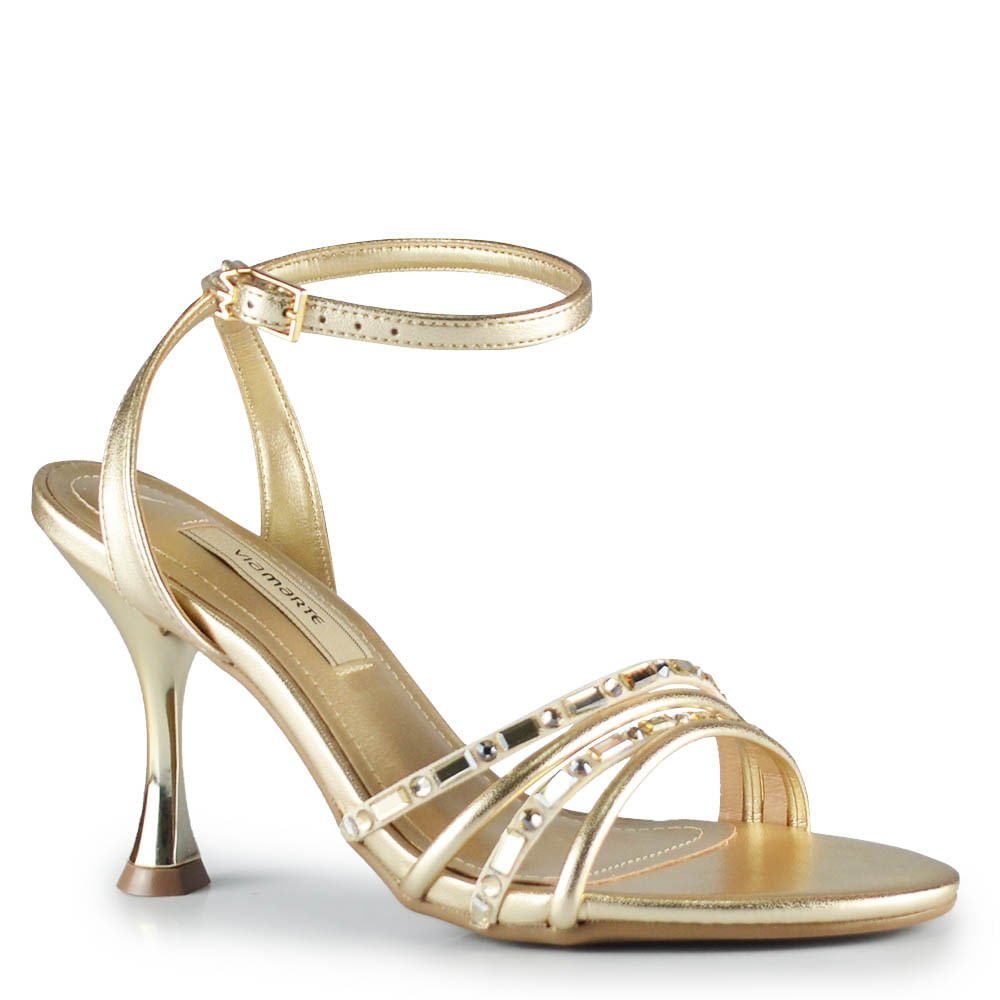 Sandália Salto Fino Via Marte Feminina 409-007-03 Dourado 2