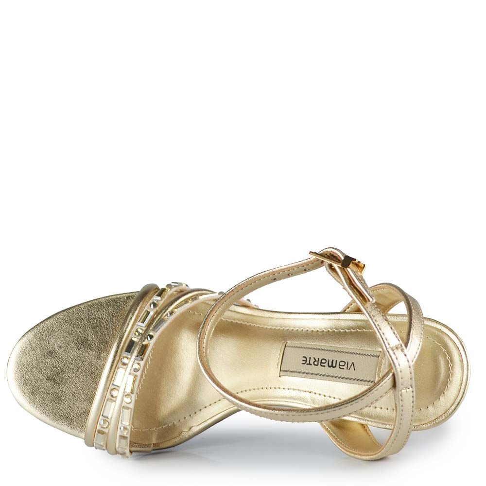 Sandália Salto Fino Via Marte Feminina 409-007-03 Dourado 4