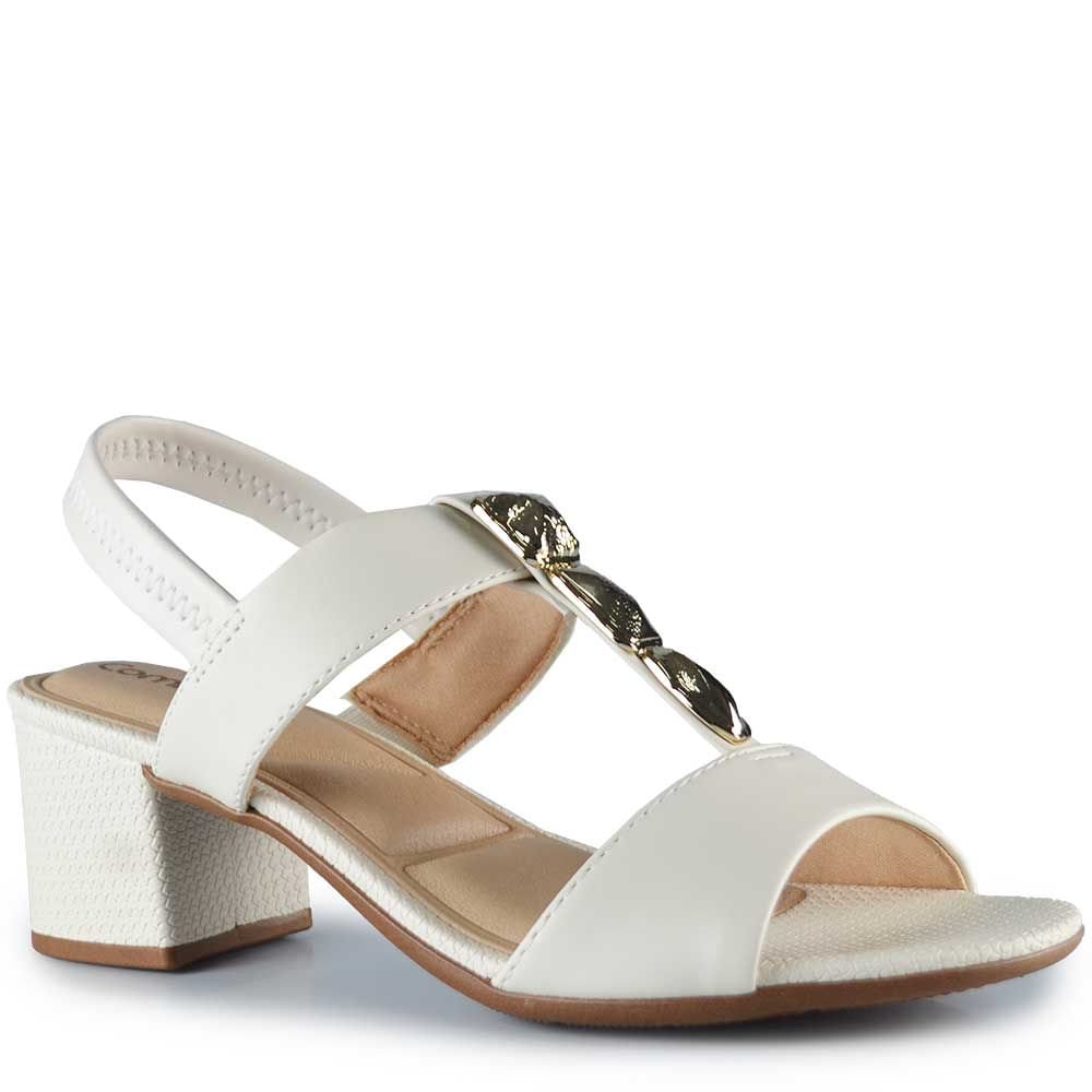 Sandália Salto Bloco Comfortflex Feminina 2657403 Branco 2