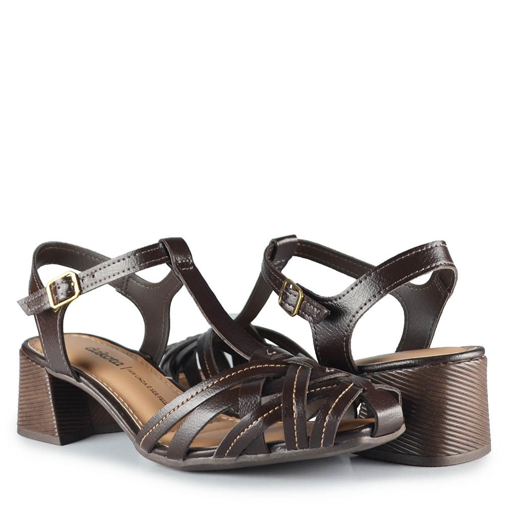Sandália Salto Bloco Dakota Feminina D2364 Marrom 6