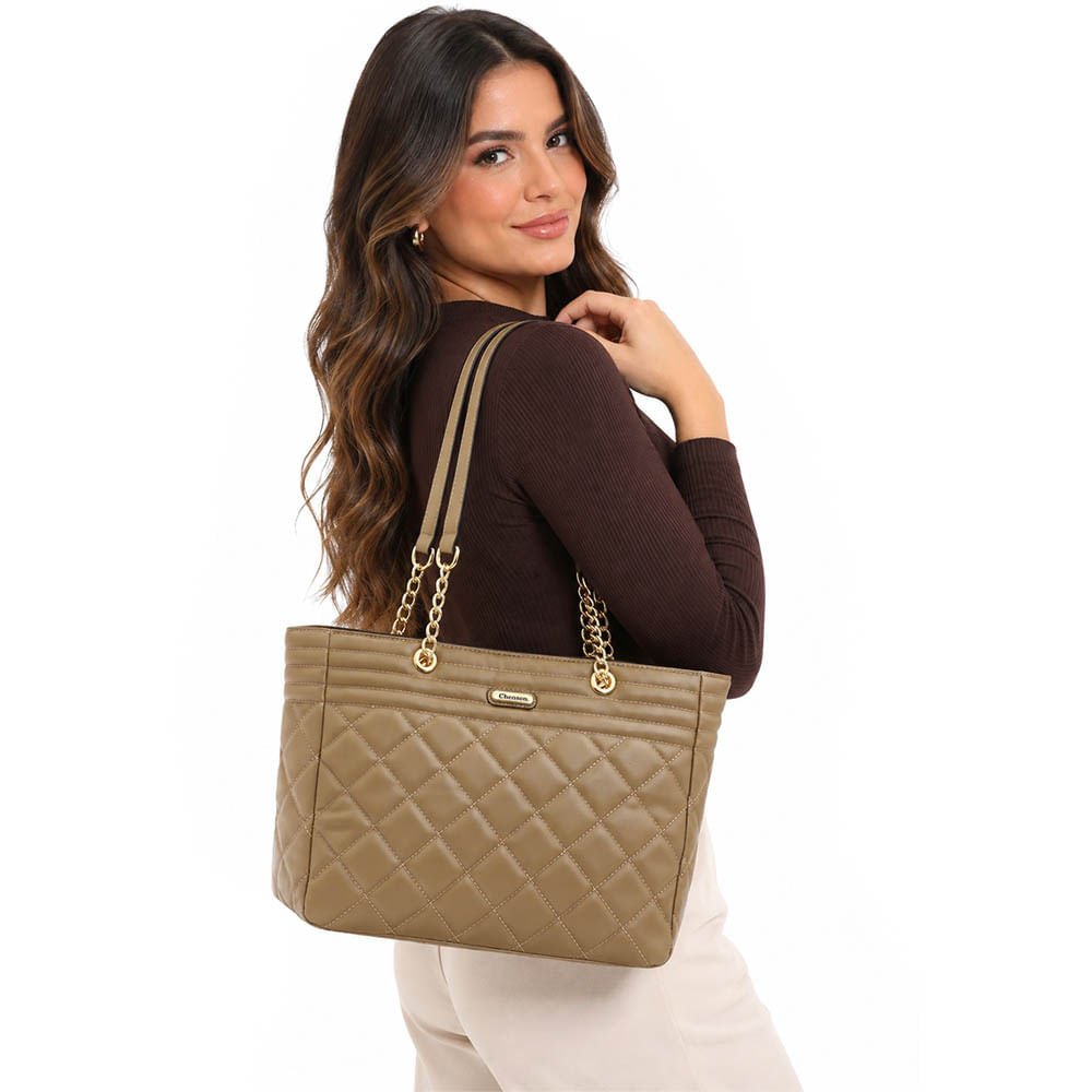 Bolsa Chenson Feminina Matelassê CG85913 Bege 2
