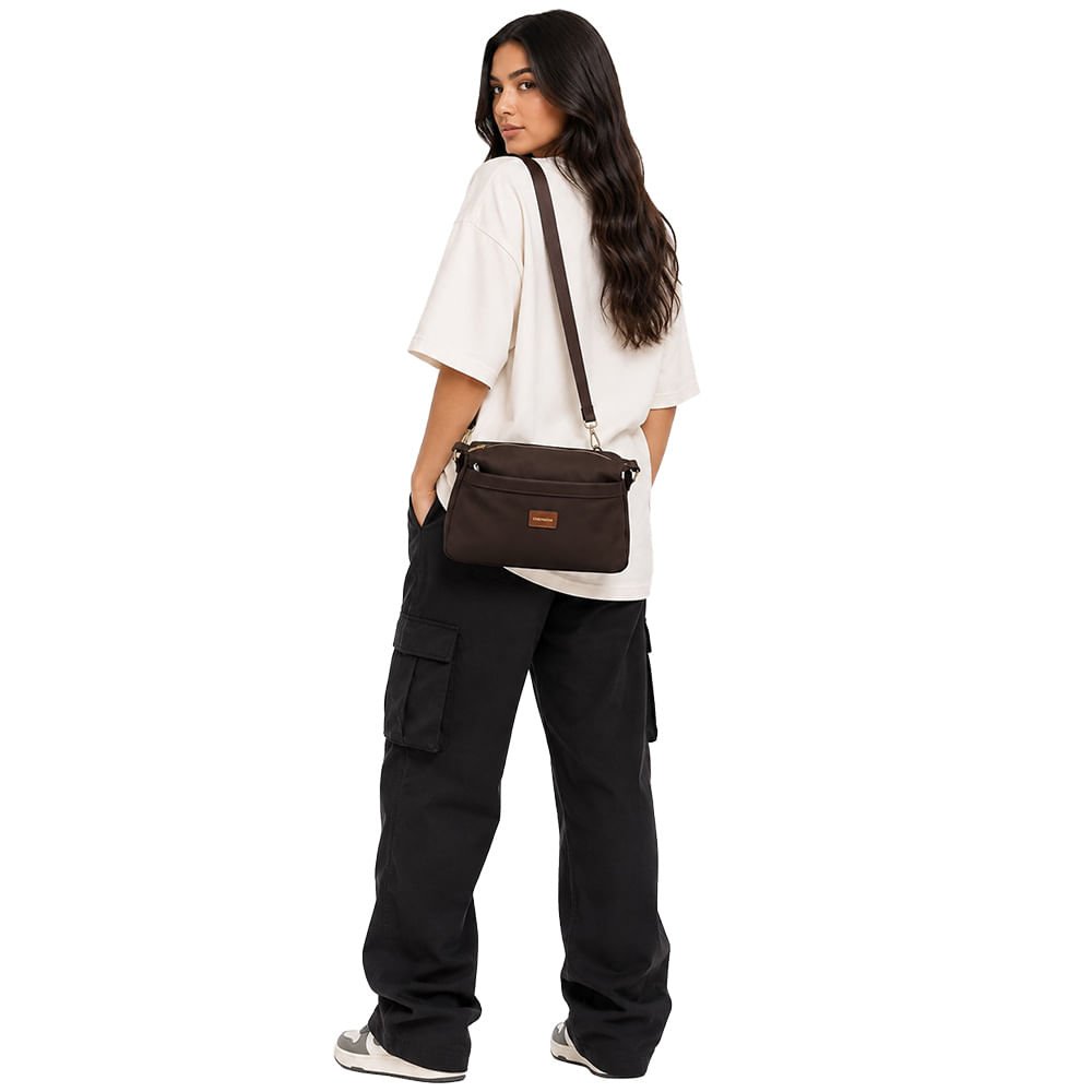 Bolsa Chenson Feminina Twill Nylon CG85984 Marrom 2
