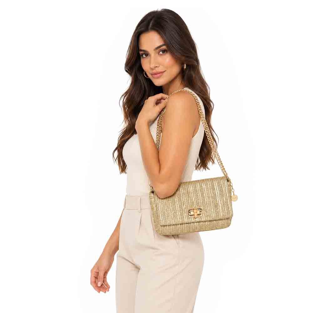 Bolsa Via Marte Feminina Crossbody B1-412-01 Dourado 2