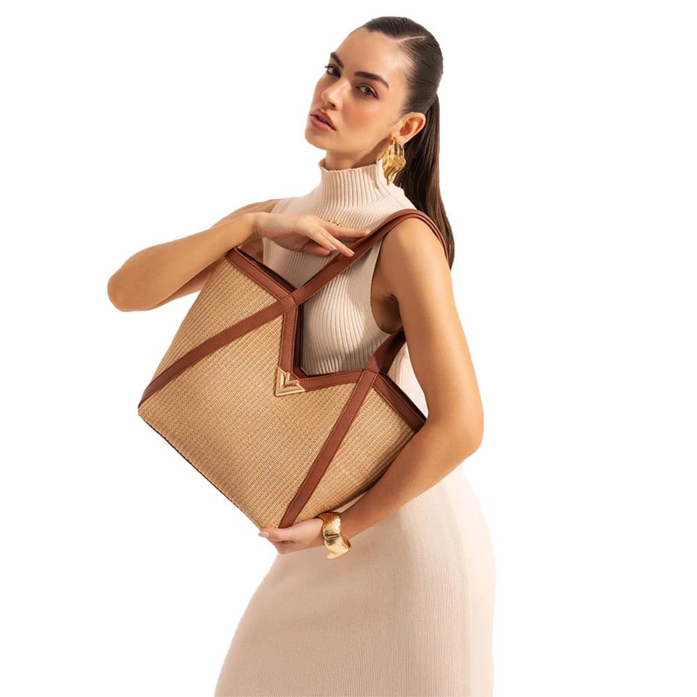 Bolsa Via Marte Feminina Shopper B1-409-01 Bege 2
