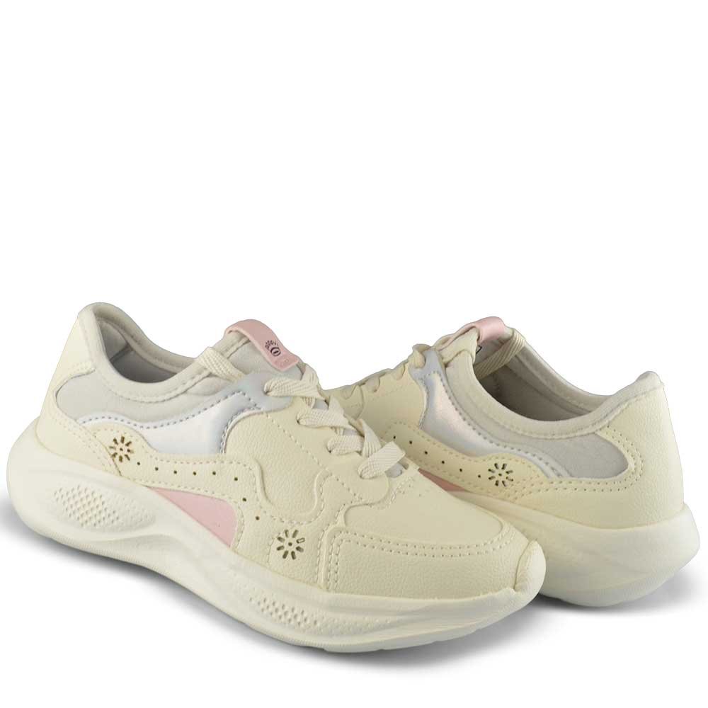 Tênis Casual  Pink Cats Infantil Feminino V5822 Off-white 6