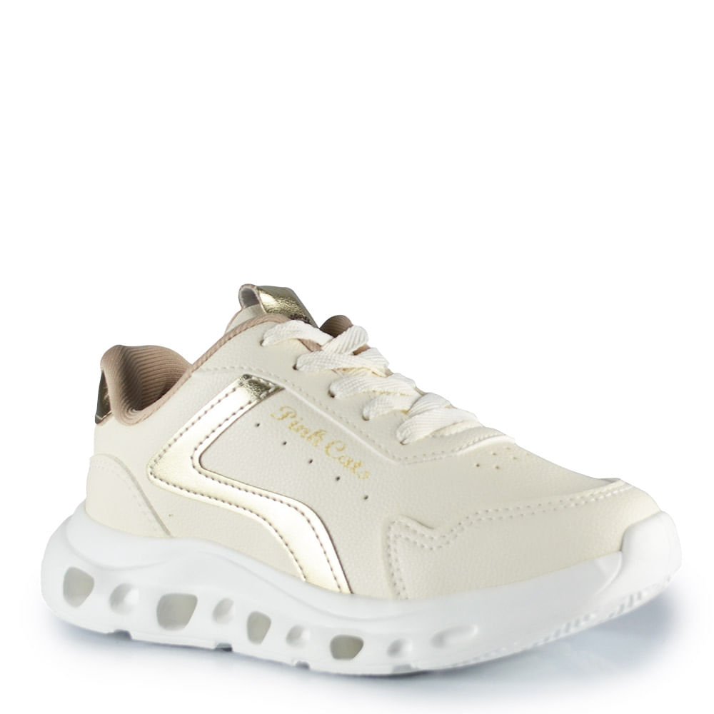 Tênis Casual Infantil Pink Cats Feminino V6871 Creme 2