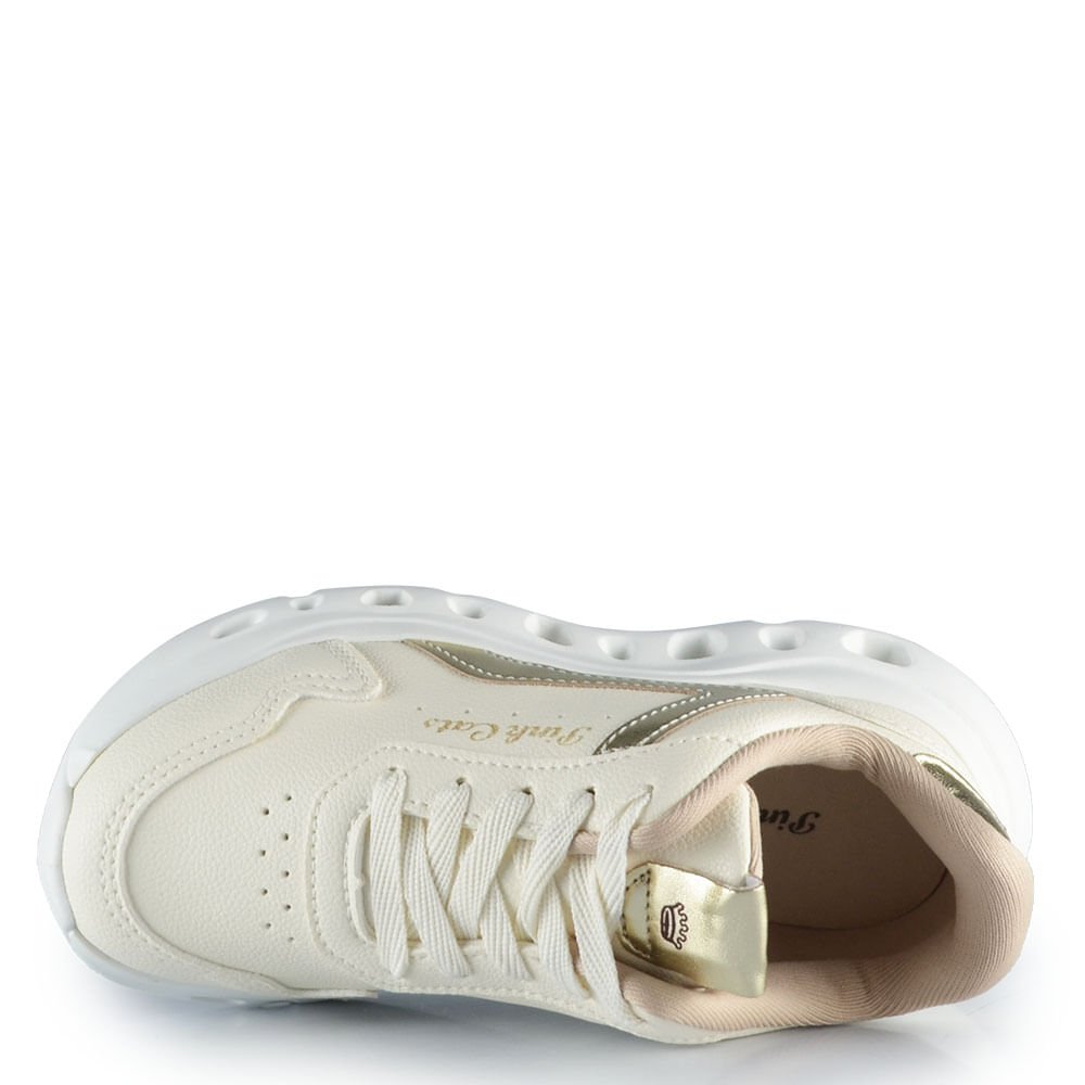 Tênis Casual Infantil Pink Cats Feminino V6871 Creme 4
