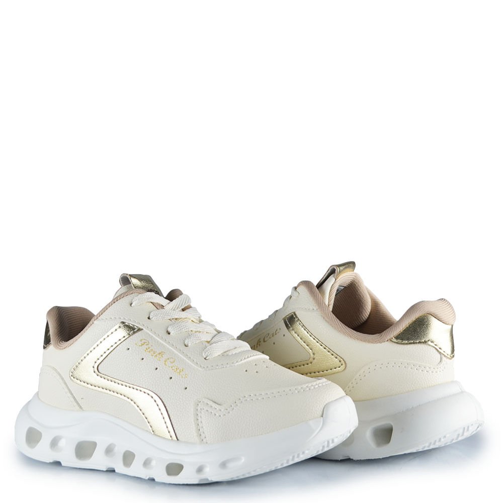 Tênis Casual Infantil Pink Cats Feminino V6871 Creme 6