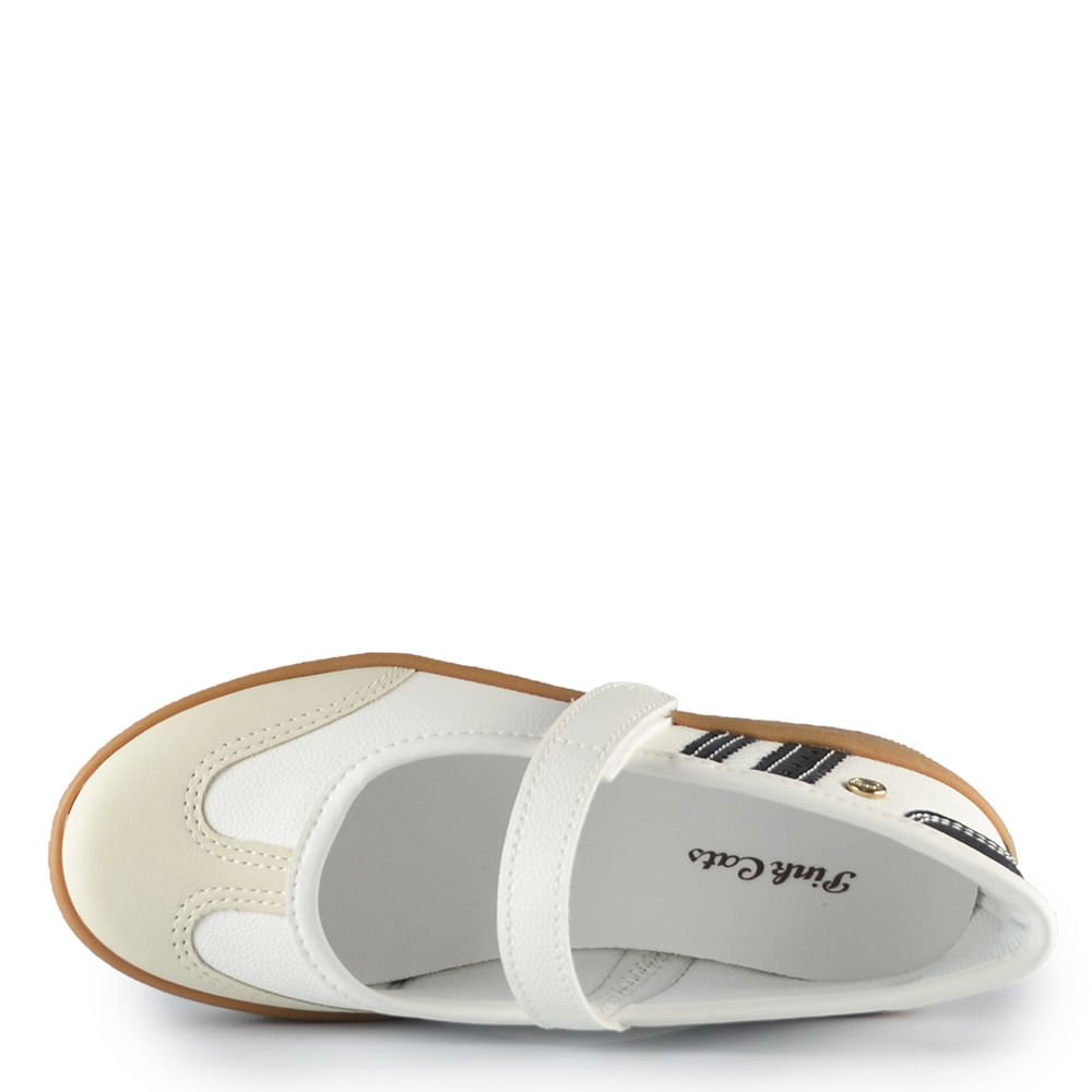 Tênis Mary Jane Juvenil Pink Cats Feminino V6825 Off-white 4
