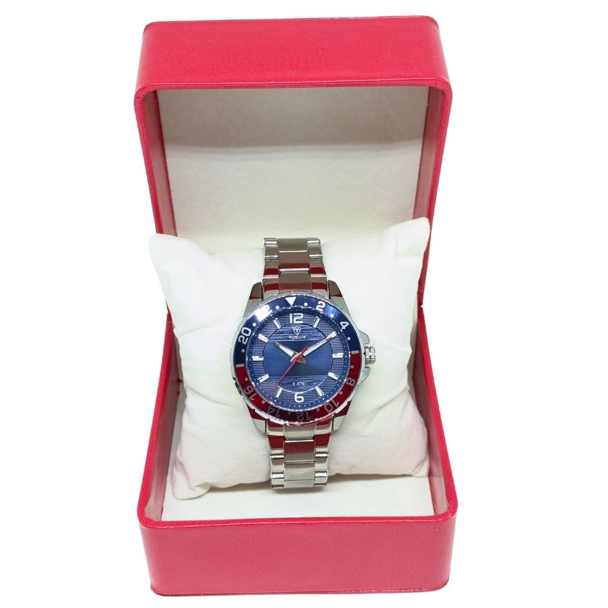 Relógio Masculino Tuguir Analógico 2399 Prata e Vermelho Prata 2