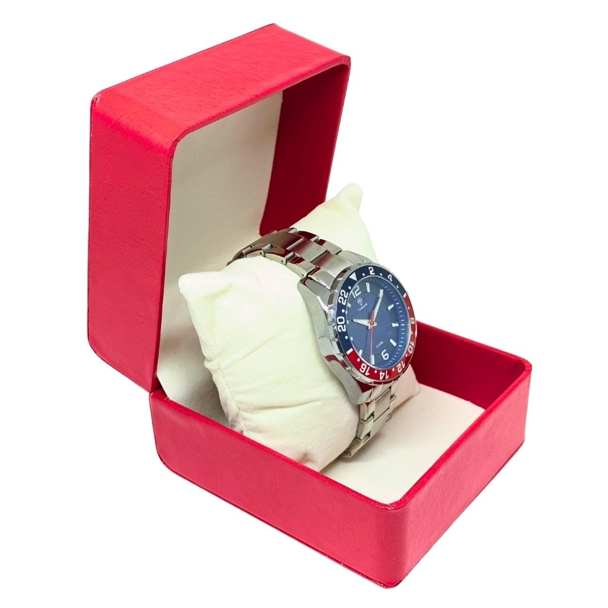 Relógio Masculino Tuguir Analógico 2399 Prata e Vermelho Prata 3