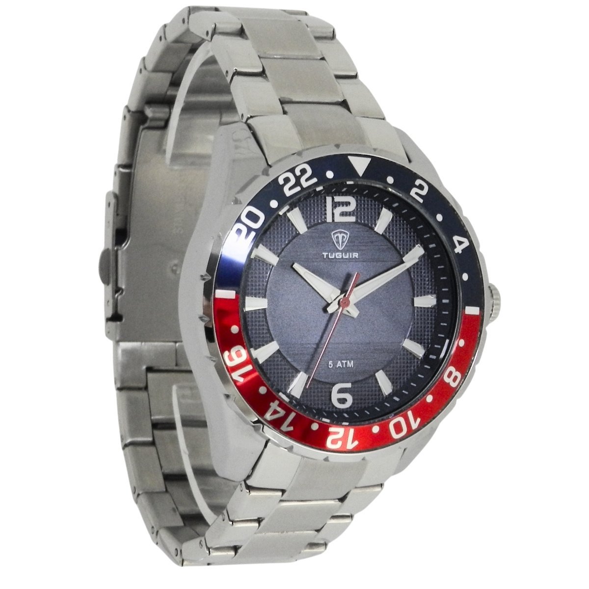 Relógio Masculino Tuguir Analógico 2399 Prata e Vermelho Prata 4