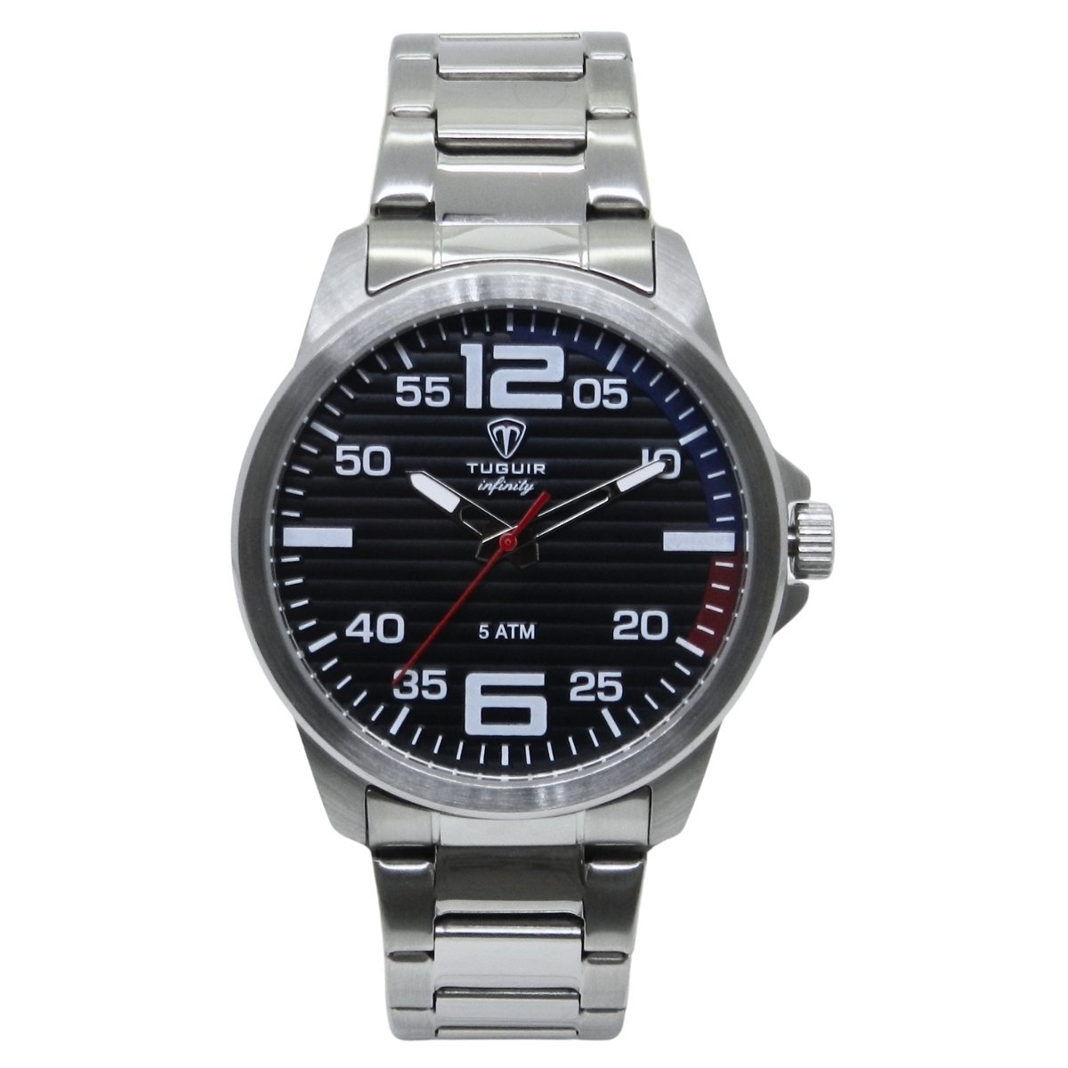 Relógio Masculino de Aço Tuguir Analógico Infinity 9169A Prata e Preto