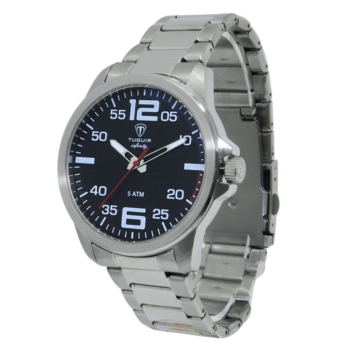 Relógio Masculino de Aço Tuguir Analógico Infinity 9169A Prata e Preto Prata 5