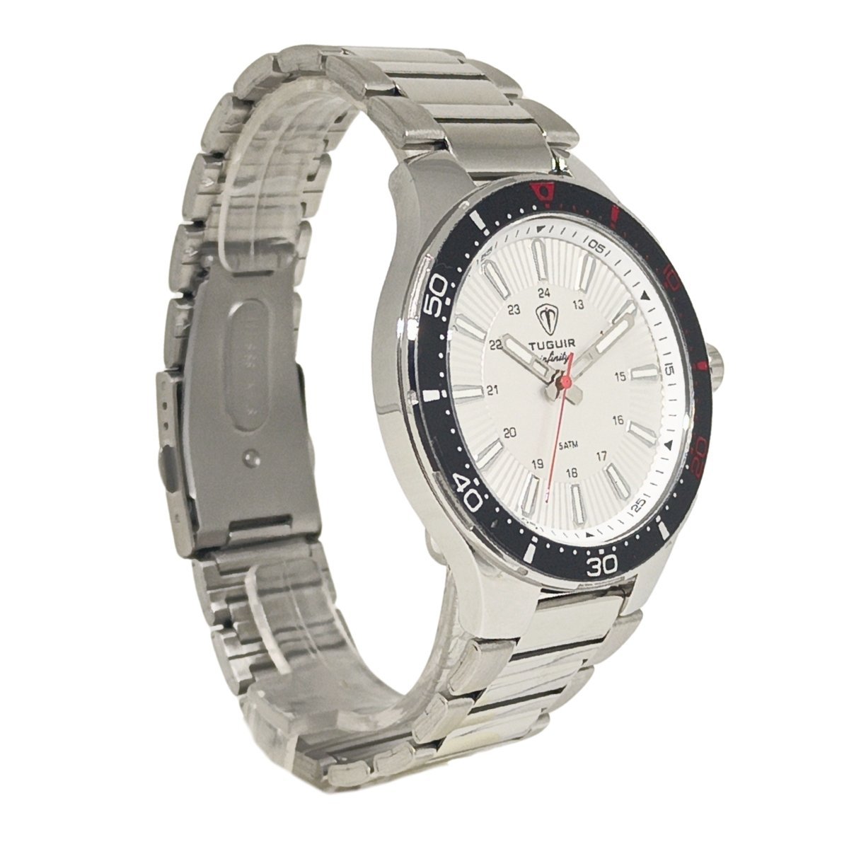 Relógio Masculino de Aço Tuguir Infinity Analógico 23-2238 Prata e Branco e Vermelho Prata 3