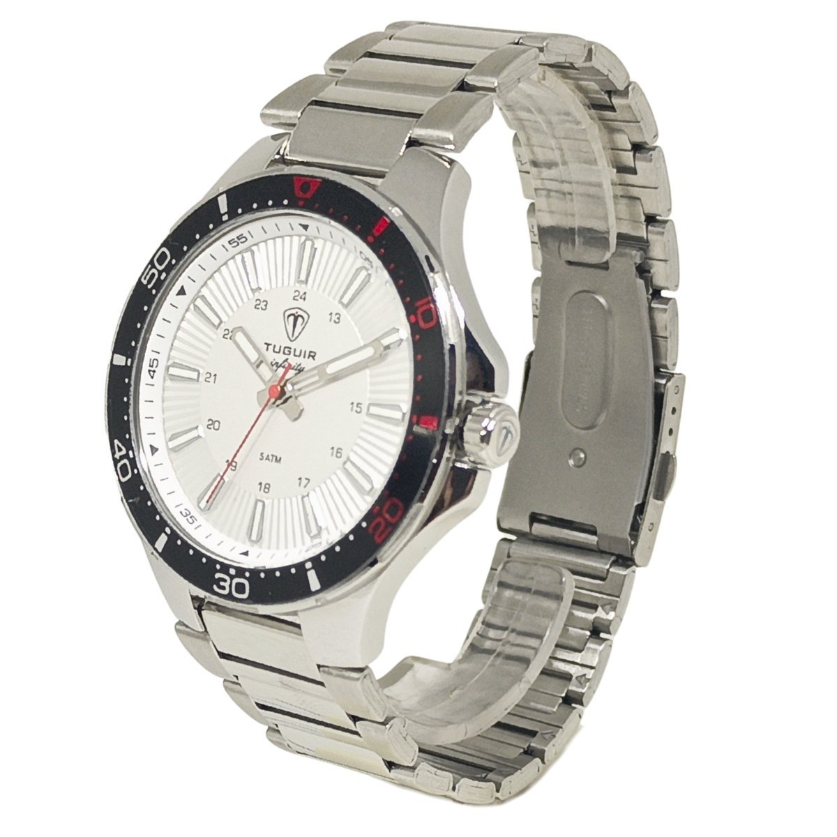 Relógio Masculino de Aço Tuguir Infinity Analógico 23-2238 Prata e Branco e Vermelho Prata 4
