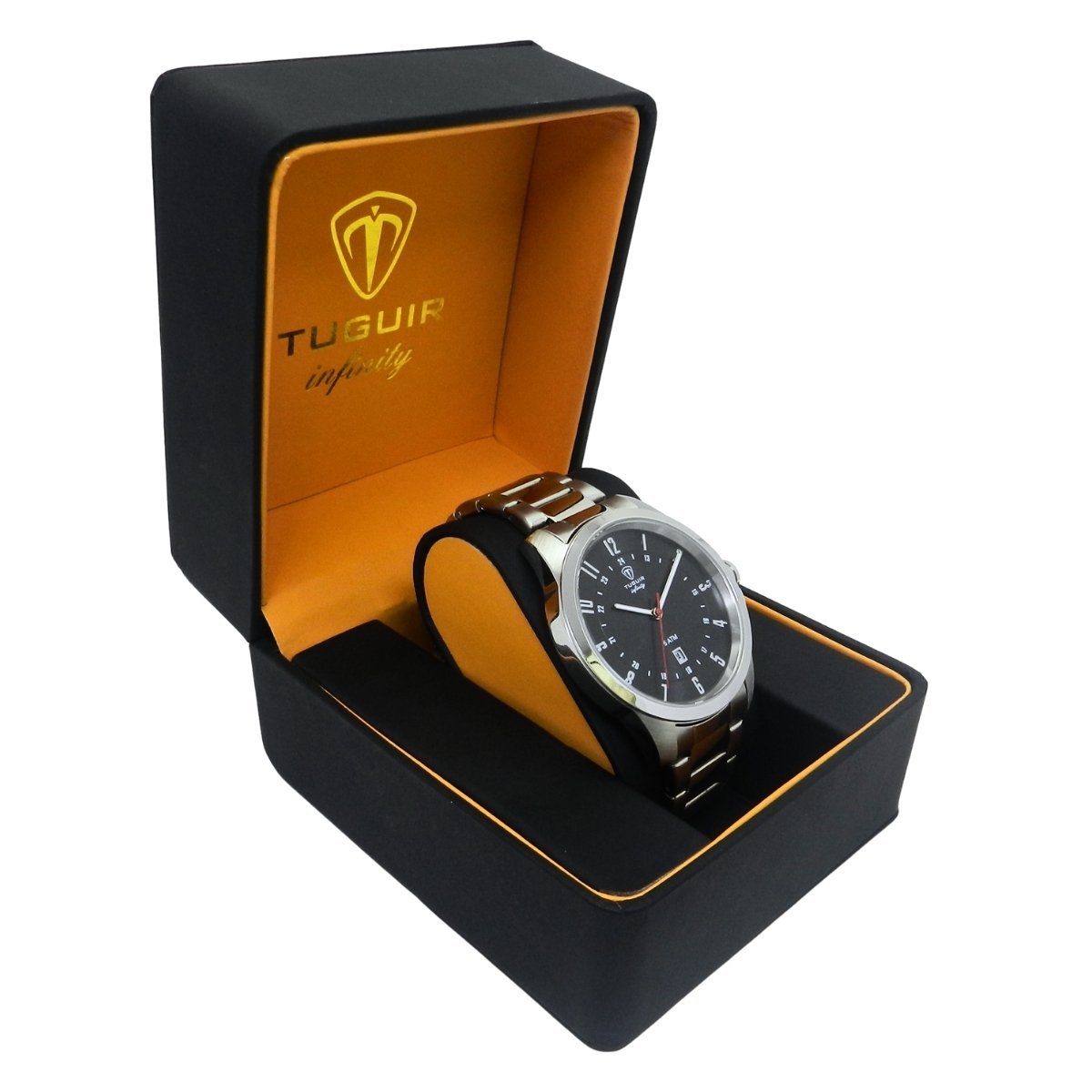 Relógio Masculino de Aço Tuguir Analógico Infinity 6117H Prata e Preto Prata 3