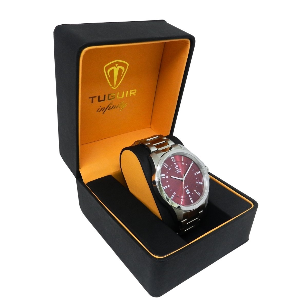 Relógio Masculino de Aço Tuguir Analógico Infinity 6117H Prata e Vermelho Prata 3