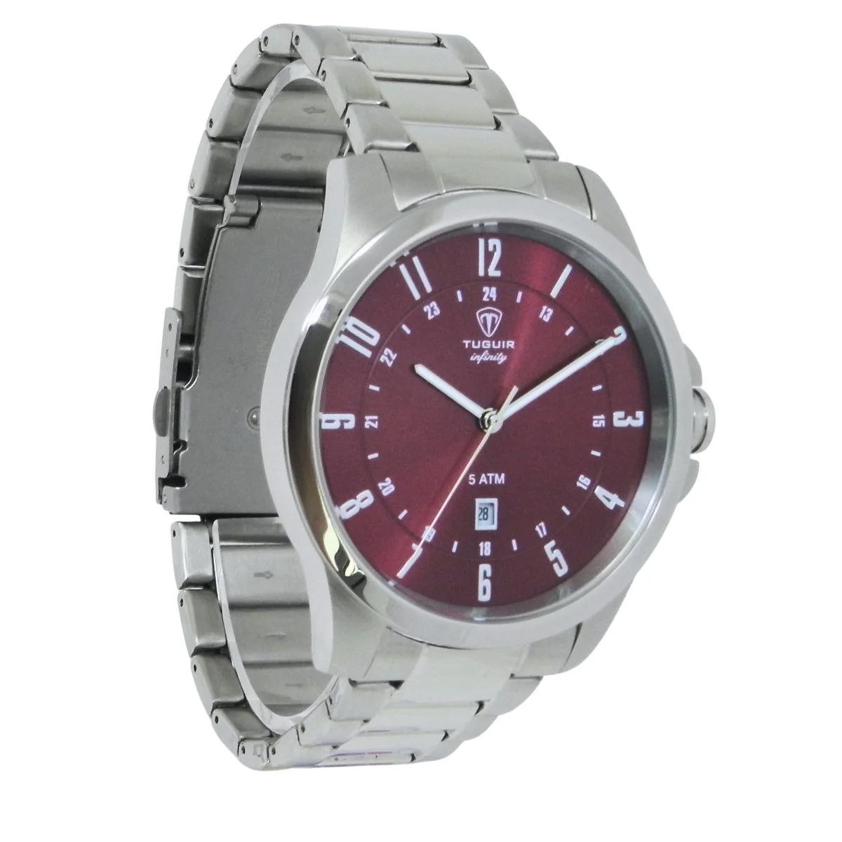 Relógio Masculino de Aço Tuguir Analógico Infinity 6117H Prata e Vermelho Prata 4