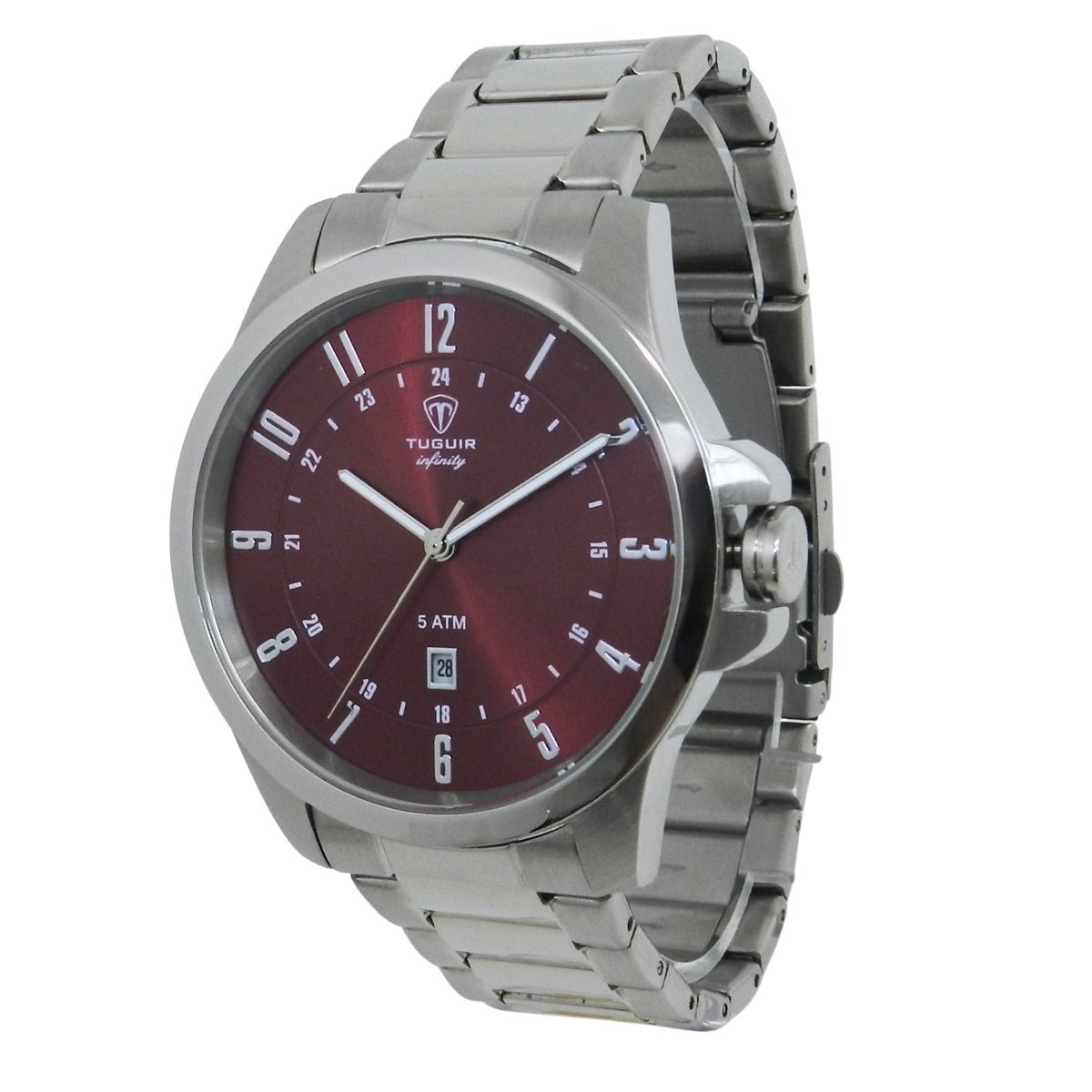 Relógio Masculino de Aço Tuguir Analógico Infinity 6117H Prata e Vermelho Prata 5