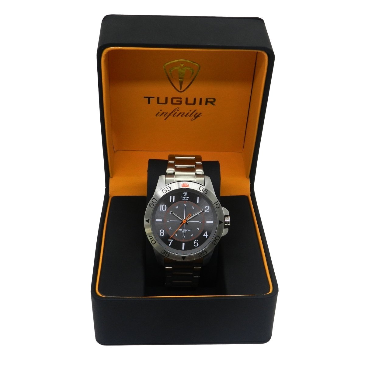 Relógio Masculino de Aço Tuguir Analógico Infinity 9167F Prata e Cinza e Laranja Prata 2