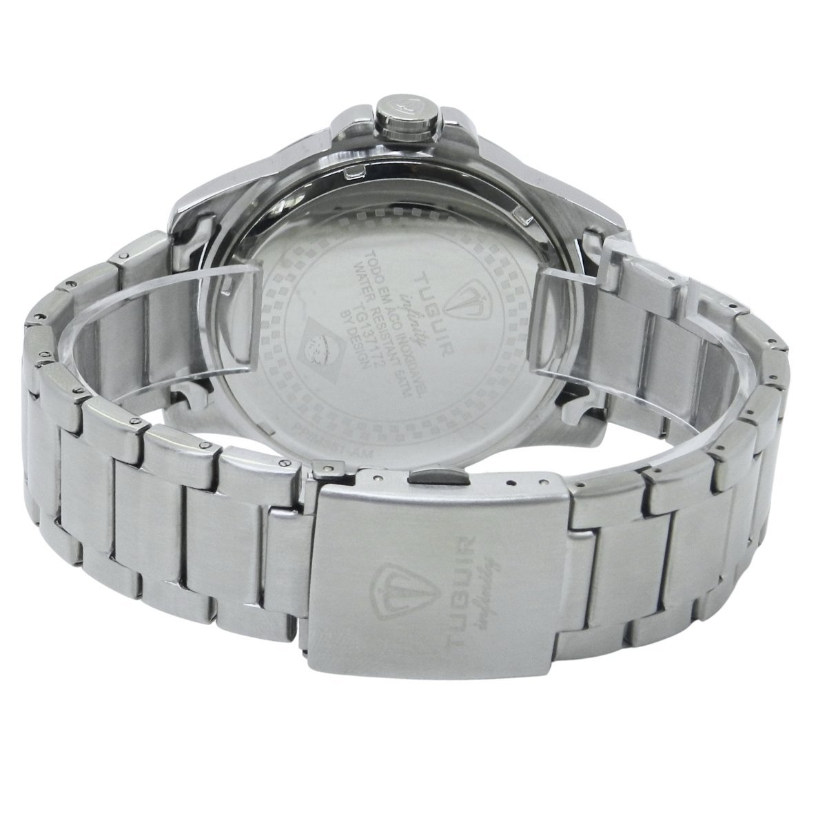 Relógio Masculino de Aço Tuguir Analógico Infinity 9167F Prata e Cinza e Laranja Prata 6