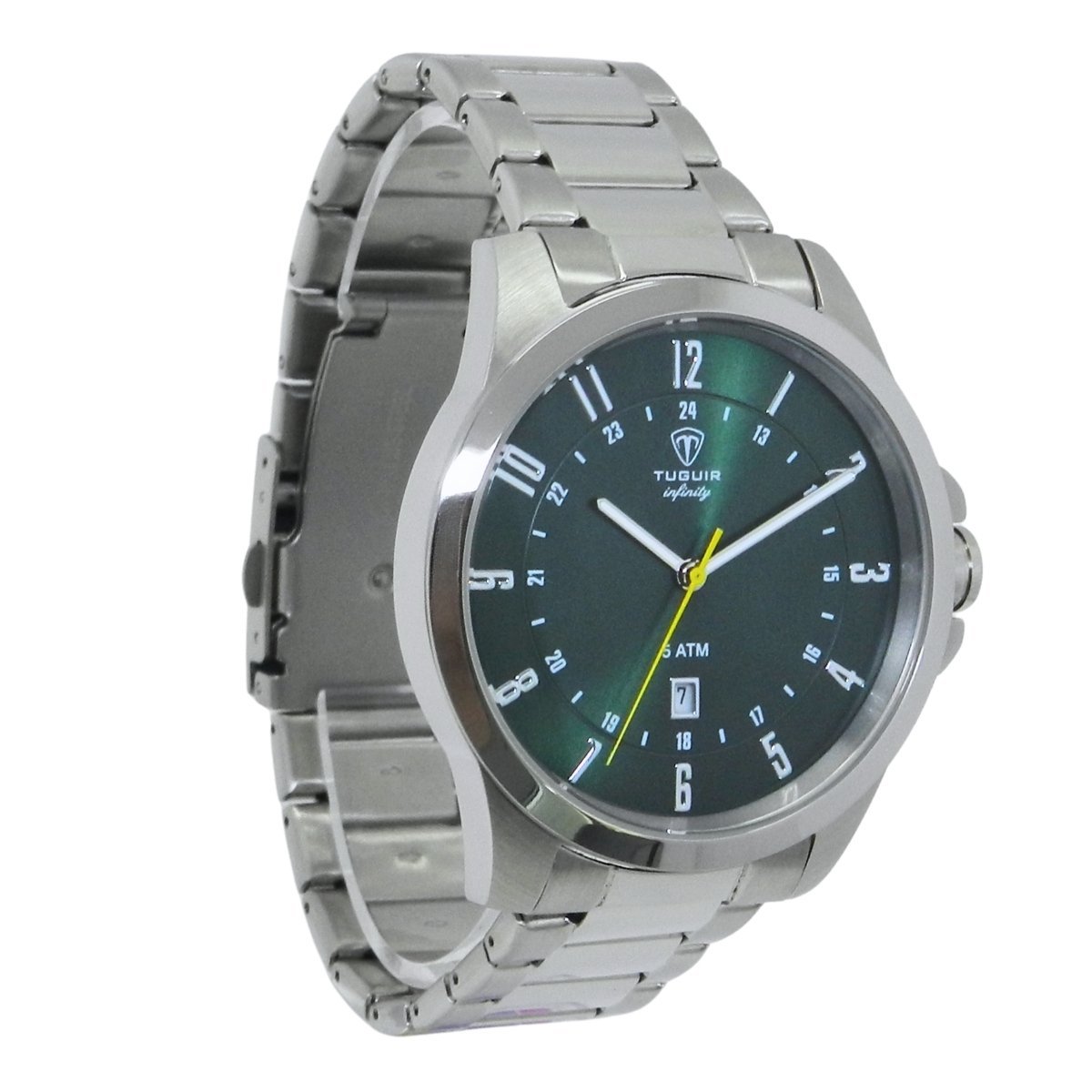 Relógio Masculino de Aço Tuguir Analógico Infinity 6117H Prata e Verde Prata 4